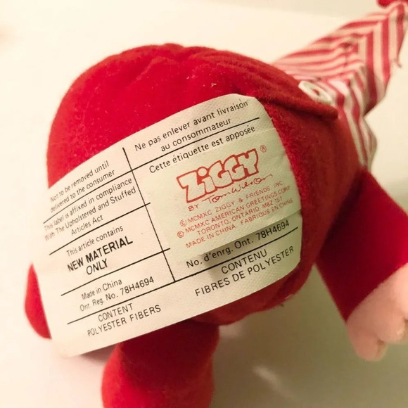 Vintage 1990 American Greetings Ziggy Valentines Day Plush Soft Doll - Picture 10 of 15